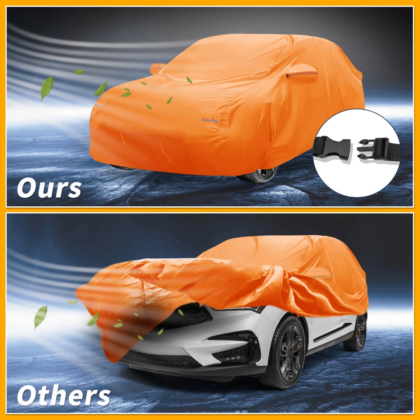 Car Cover Waterproof All Weather for Acura RDX Orange Cotton with Zipper