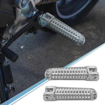 2 x 8mm Aluminum Aolly Footrest Footpeg Silver Tone for Motorcycle