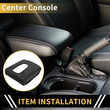Center Console Cover for GMC Microfiber Leather Diamond Grid Grey