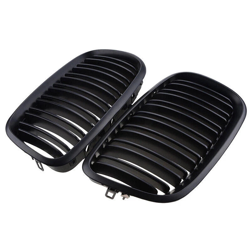 2 x Front Kidney Grilles Matte Black for BMW E70 E71 X5 X6 (2007-2013)