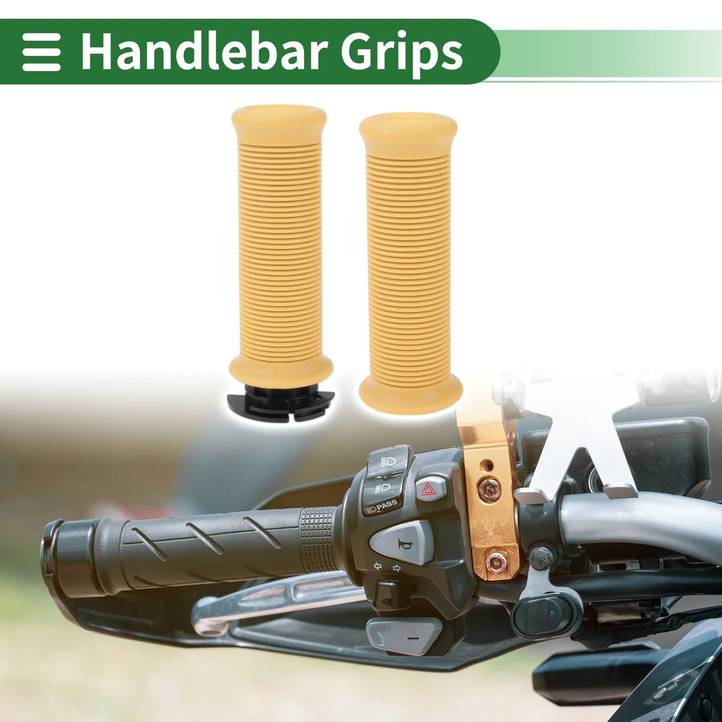 7/8" 22mm Motorcycle Hand Grips Covers Yellow Thread Pattern