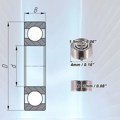 20 x 1.5x4x2mm Double Metal Shield Car Deep Groove Ball Bearings for Make Model