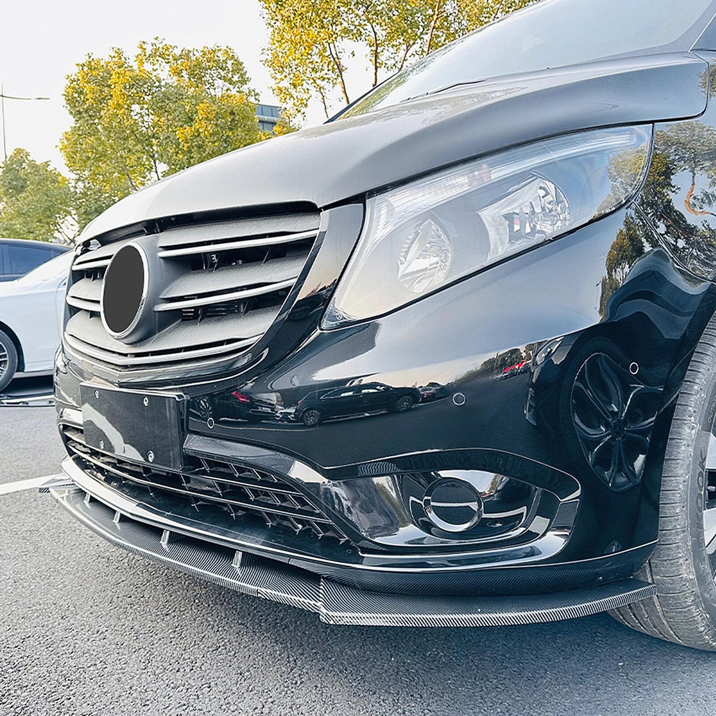 Bumper Spoiler Lip for Benz V Class W447 (2016-2024) Carbon Style