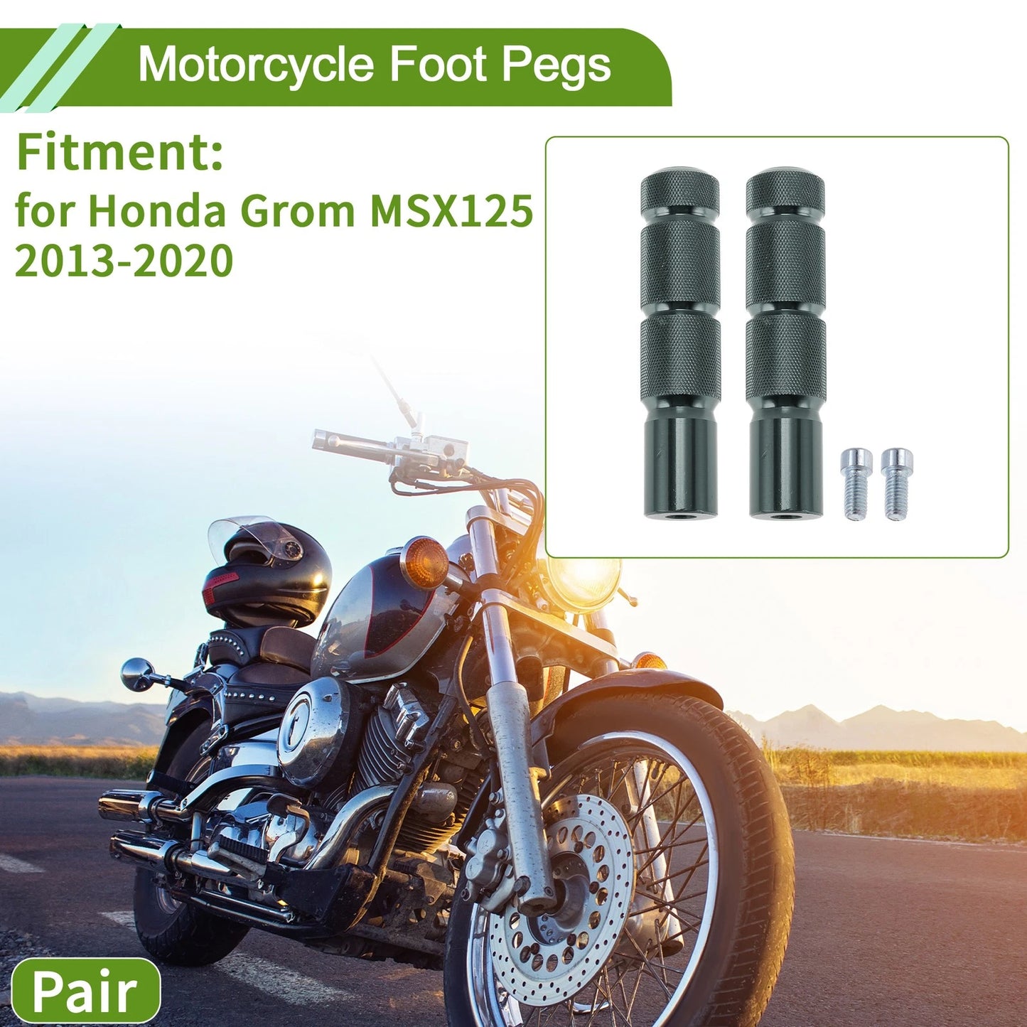 Foot Pegs for Honda Grom MSX125 13-20 Front Aluminum Gray