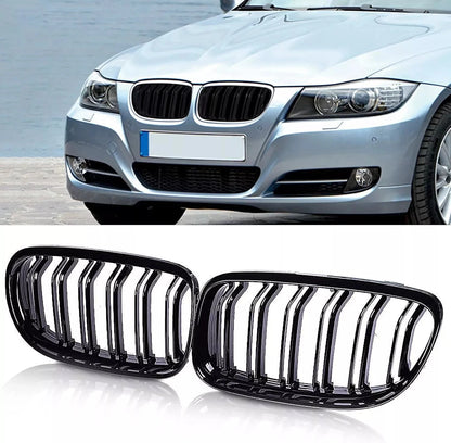 Gloss Black Front Kidney Grilles for BMW 3 Series E90 E91 (2008-2011)