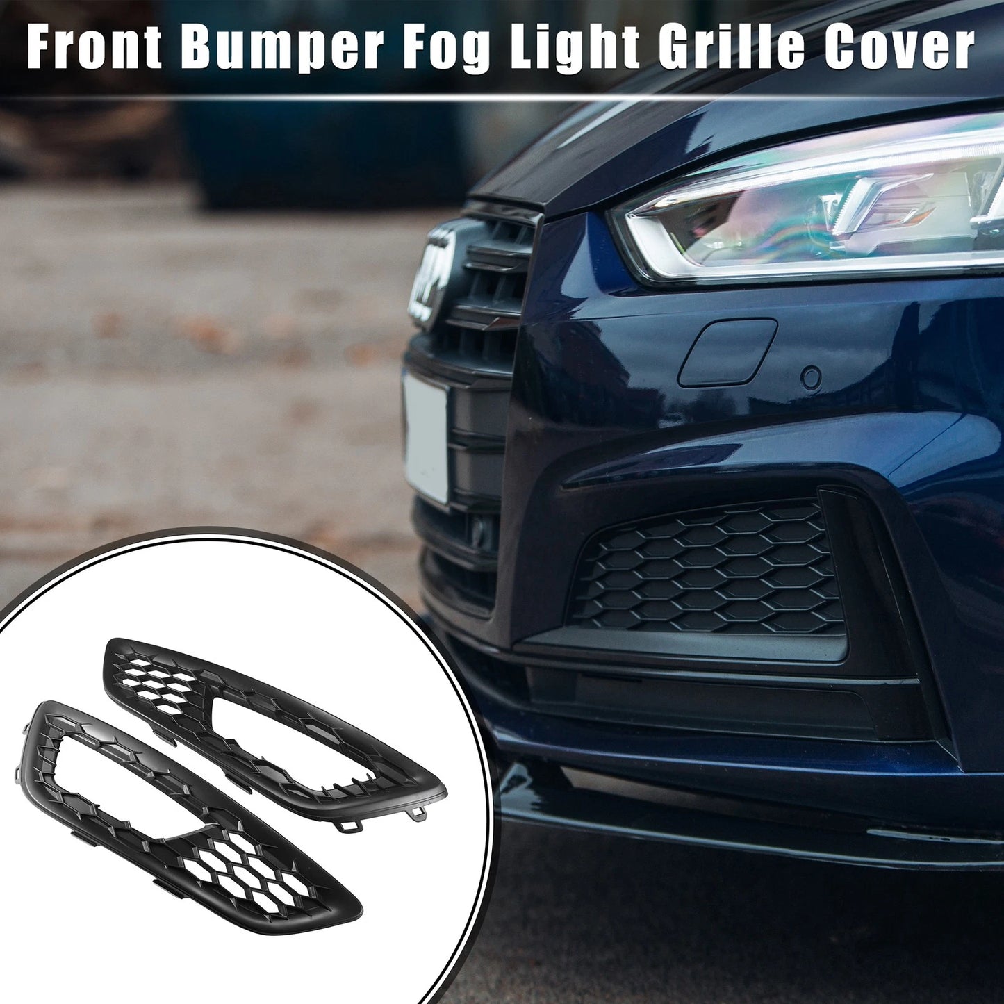 Front Bumper Fog Light Mesh Grille Cover for Ford Focus (2015-2017)