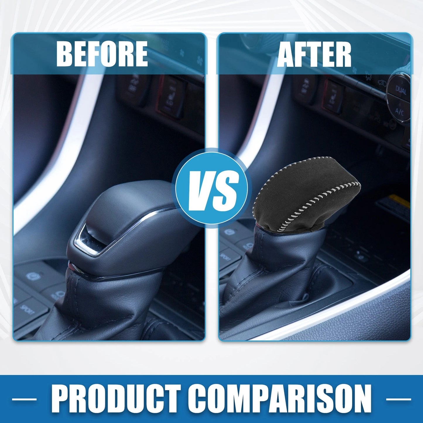 Auto Gear Shifting Knob Cover for Toyota RAV4 (2019-2022) Black Gray Stitches