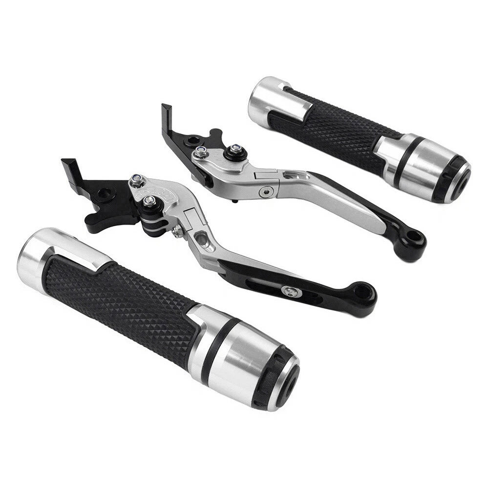 Silver Adjustable Brake Clutch Lever Grip Set for Kawasaki ER6F ER6N (2006-2016)