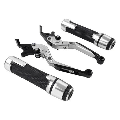 Silver Adjustable Brake Clutch Lever Grip Set for Kawasaki ER6F ER6N (2006-2016)