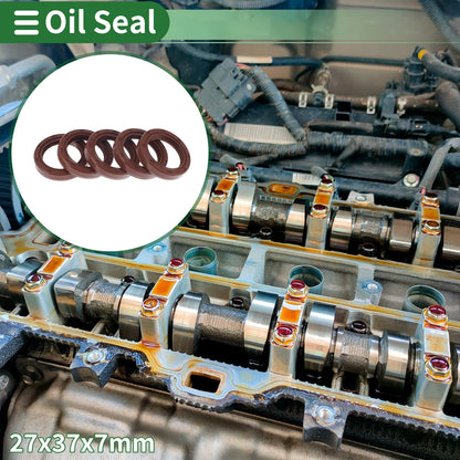 Oil Seal 27x37x7mm Brown 5 Pcs FKM Rubber for Make Model