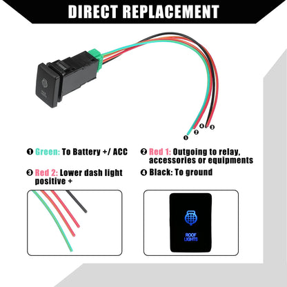 Roof Lights Push Button Switch Set for Toyota Land Cruiser 4Runner (2003-2023)