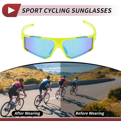 Motorcycle Riding Goggles Green Lens Yellow Frame Tri-acetel Cellulose