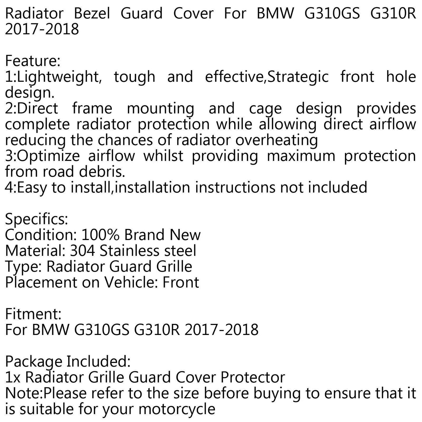 Radiator Cover for BMW G310GS G310R (2017-2018)