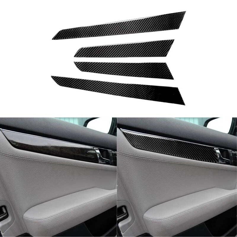 Carbon Fiber Interior Door Panel Cover Trim For Mercedes Benz C-Class W204 08-12