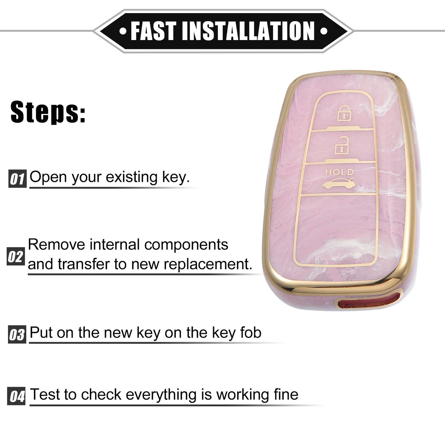 3 x Button Remote Smart Key Fob Cover Case for Toyota Prius (2006-2022) Pink
