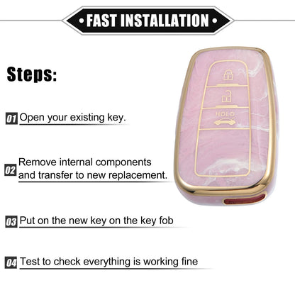 3 x Button Remote Smart Key Fob Cover Case for Toyota Prius (2006-2022) Pink