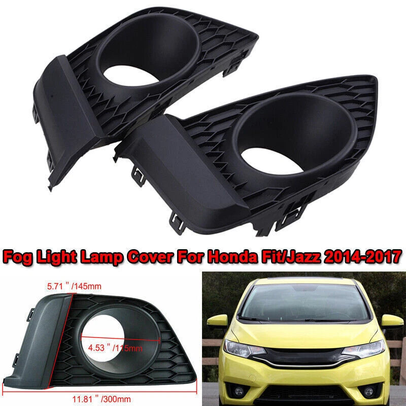 2 x Front Bumper Bezel Fog Light Lamp Covers for Honda Fit Jazz (2014-2017)