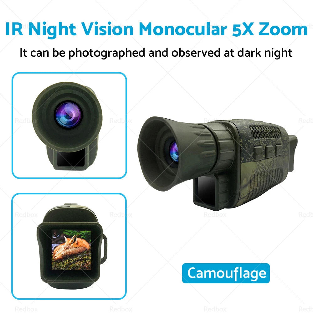 5X Zoom Night Vision Monocular HD 4K Digital Camera for Hunting