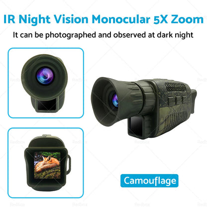 5X Zoom Night Vision Monocular HD 4K Digital Camera for Hunting