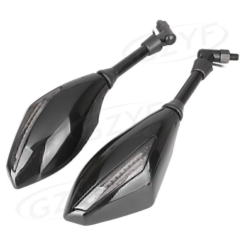 Black LED Turn Signals & Brake Lights for Universal Moto Mirrors