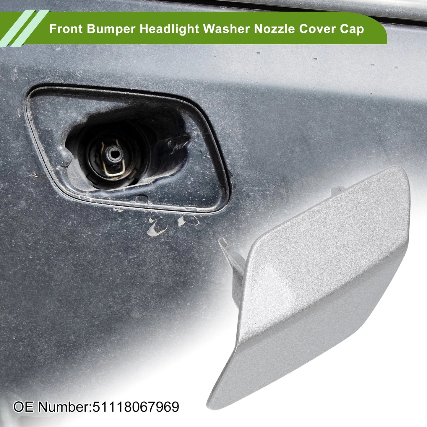 Front Left Washer Nozzle Cover for BMW 320i (2013-2018) Silver Tone