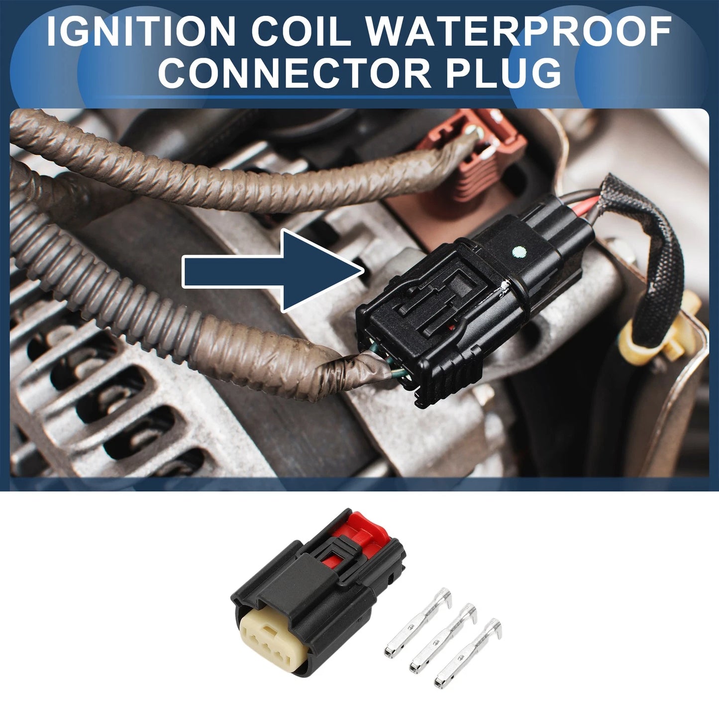 3 Pin Ignition Coil Waterproof Connector Plug for Ford Mazda
