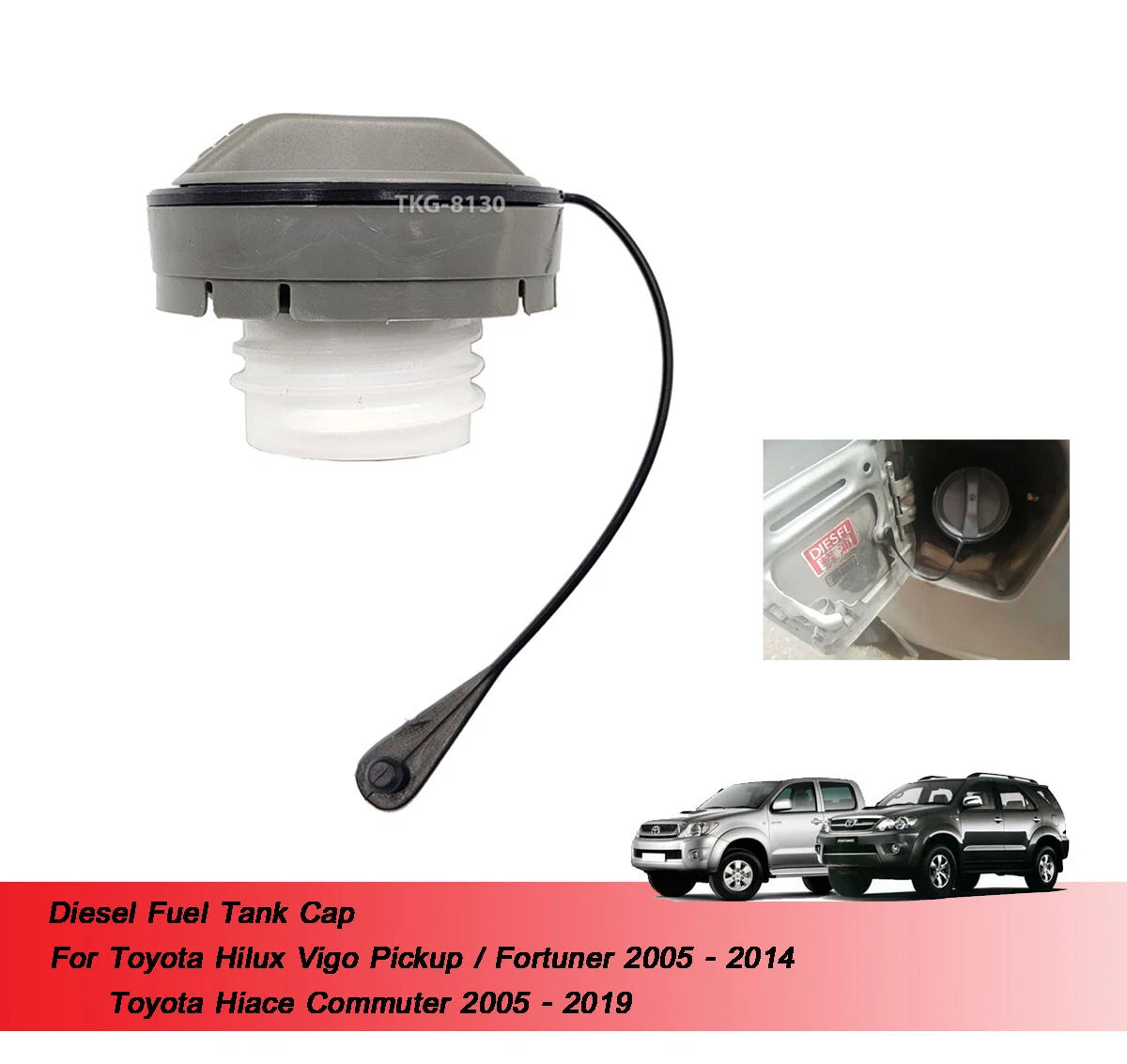 Diesel Fuel Tank Cap for Toyota Hilux Vigo/Fortuner/Hiace (2005-2023)