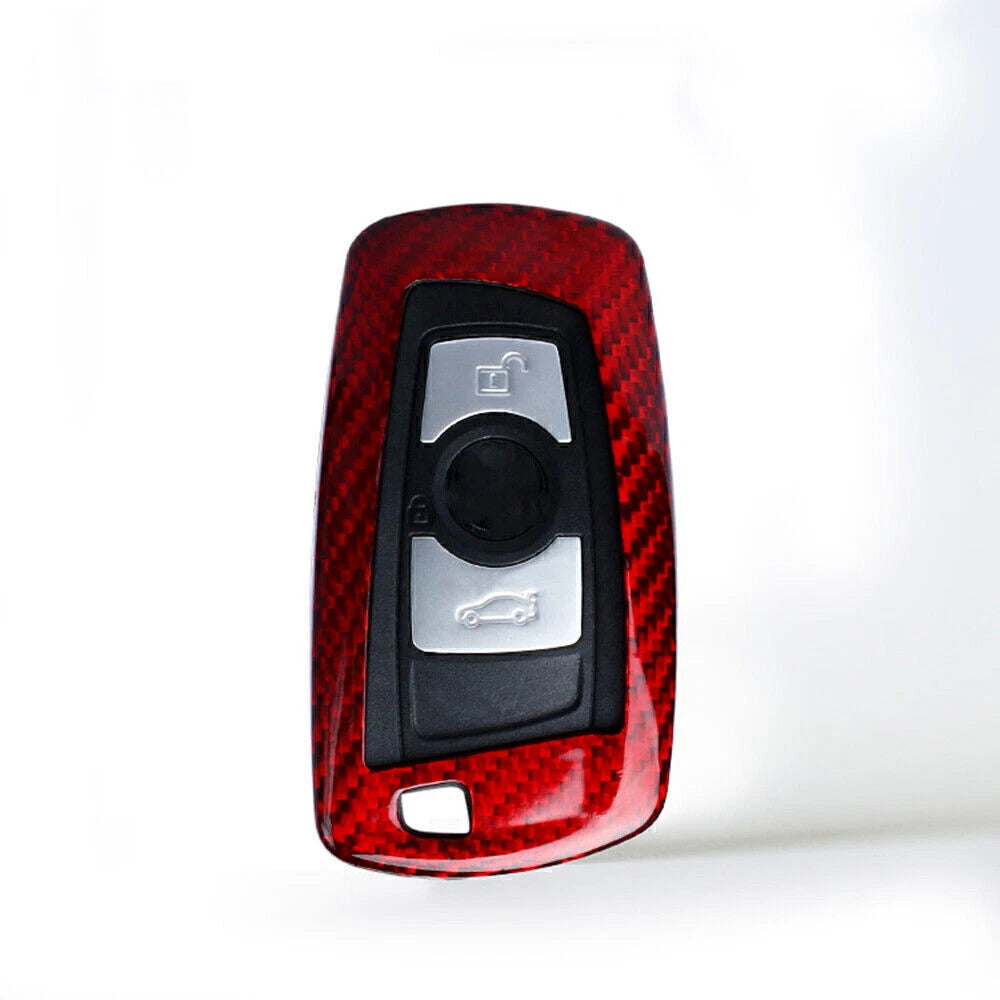 Key Case Shell Cover for BMW 1-7 Series X3 X5 (2010-2023) Carbon Fiber Red