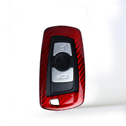 Key Case Shell Cover for BMW 1-7 Series X3 X5 (2010-2023) Carbon Fiber Red