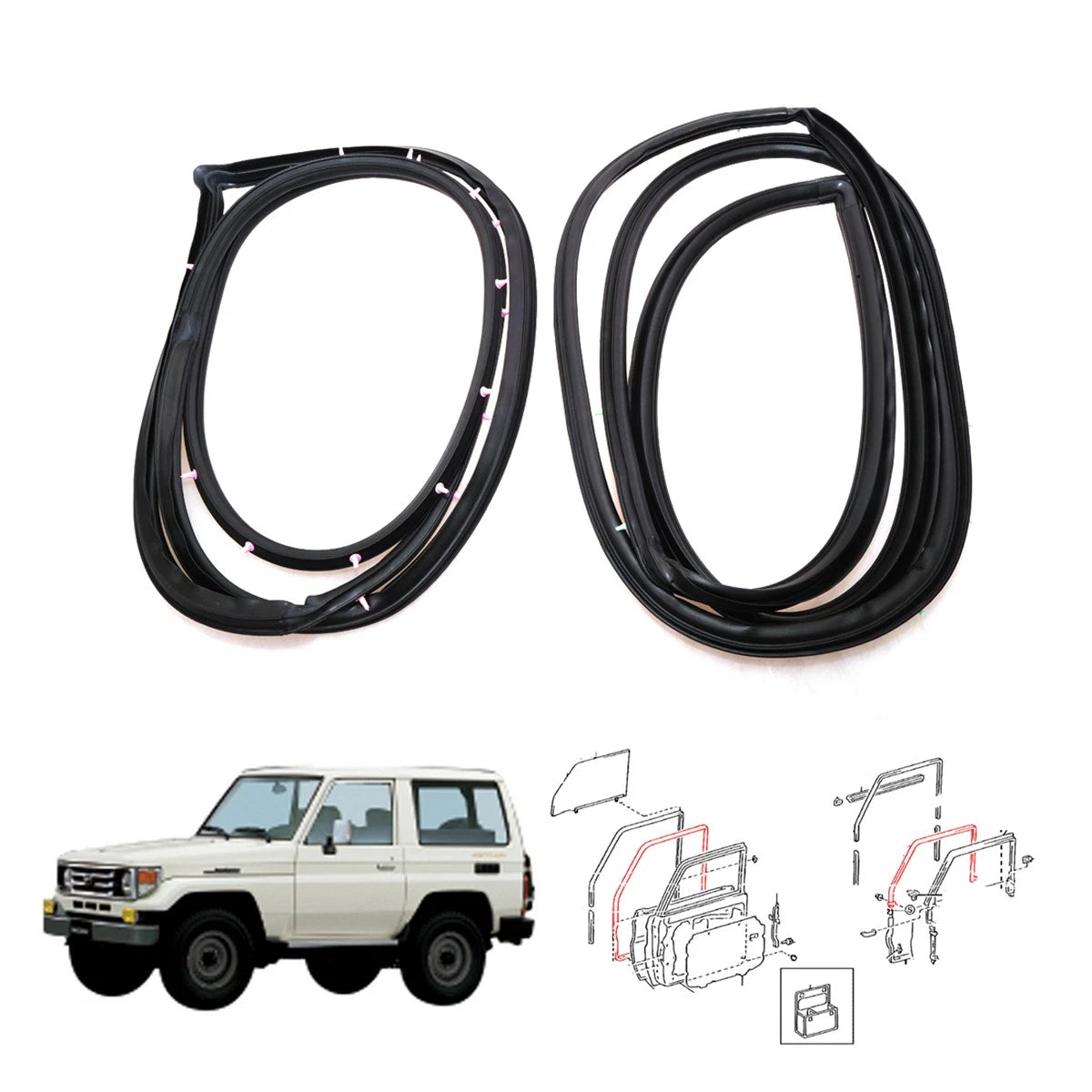 Front Door Weatherstrip for Toyota Land Cruiser Double Cab GRJ79 HZJ79 KZJ77 VDJ76