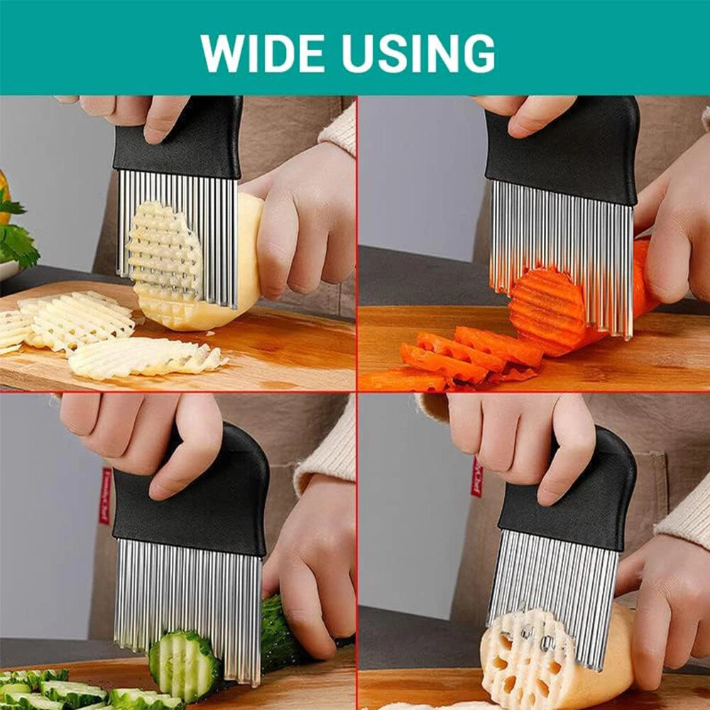 Stainless Steel Crinkle Cutter Wavy Chopper for French Fry Slicer