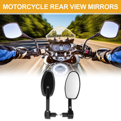 1 x M8 Motorcycle Rear View Mirrors Handlebar Mirrors Black Aluminum