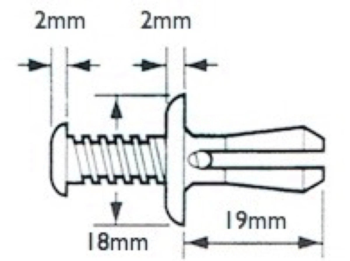 25x Plástico Remache Tornillo Roscado m8 8mm for Car Moto Molduras