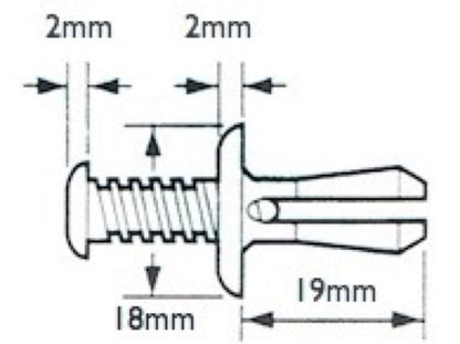 25x Plástico Remache Tornillo Roscado m8 8mm for Car Moto Molduras