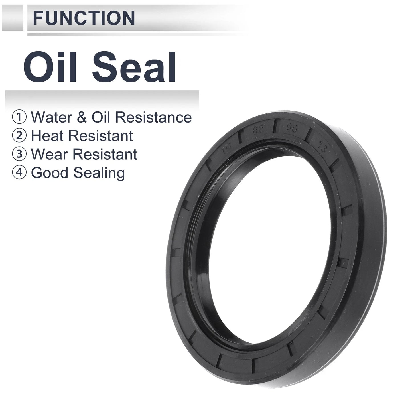 Oil Seal Rotary Shaft Seal Nitrile Rubber 65x90x13mm Black 5 Pcs