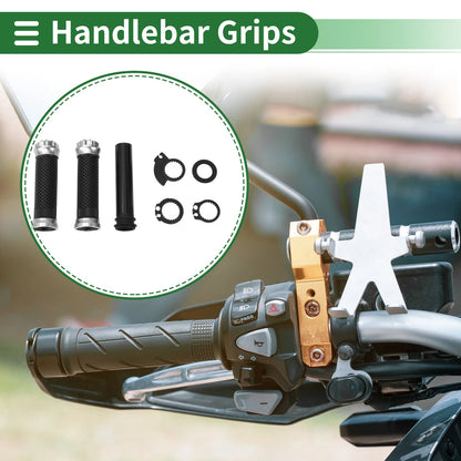7/8 22mm Hand Grips Black Silver Tone for Motorcycle