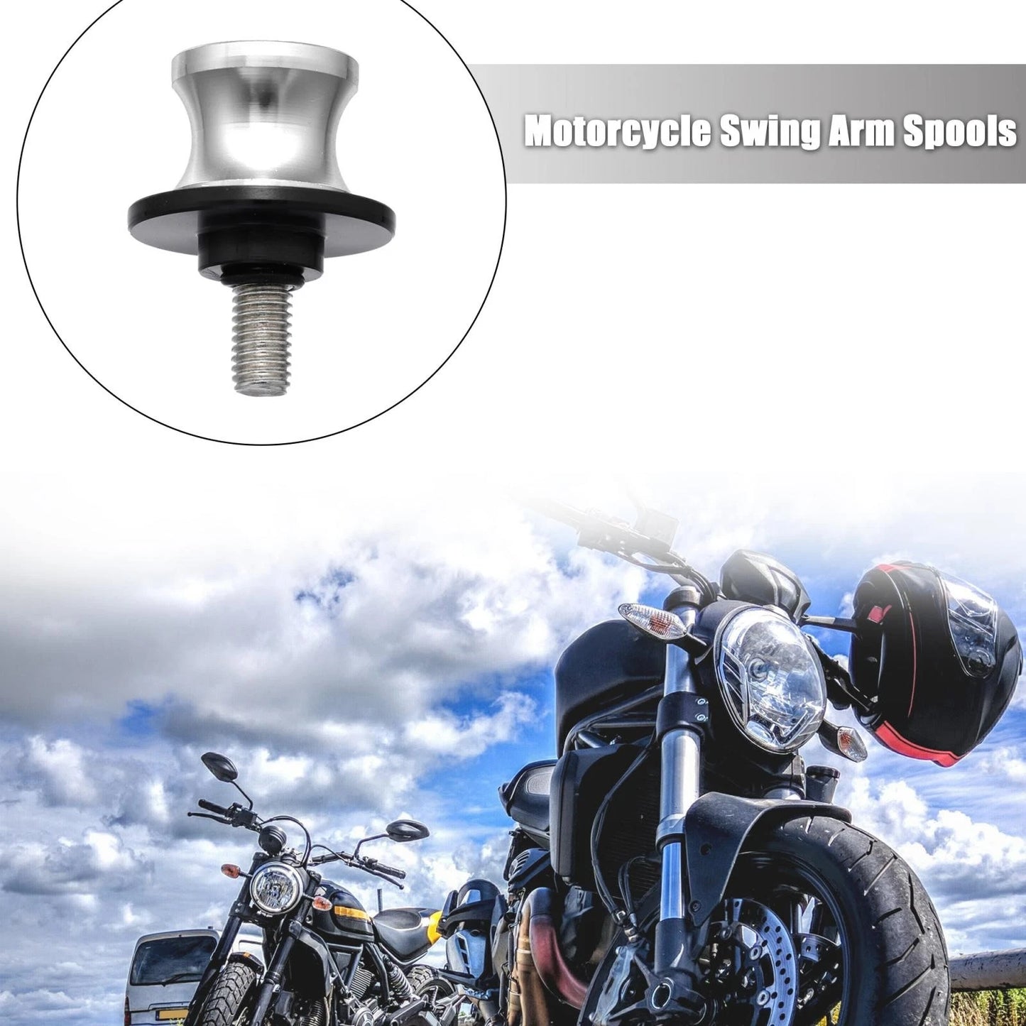 2 x 8mm Motorcycle Swing Arm Spool Rear Stand for Universal Motorcycle