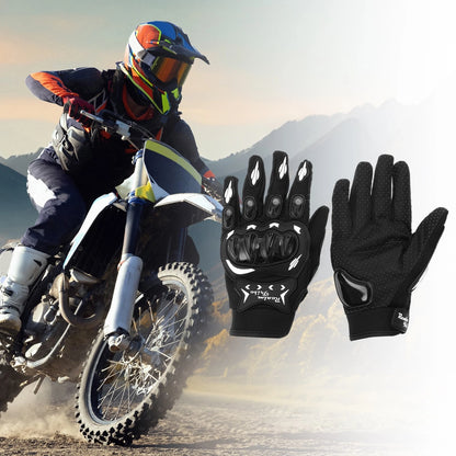 L 1 Pair Motorcycle Gloves Breathable Full Finger Nylon Outdoor Gloves White