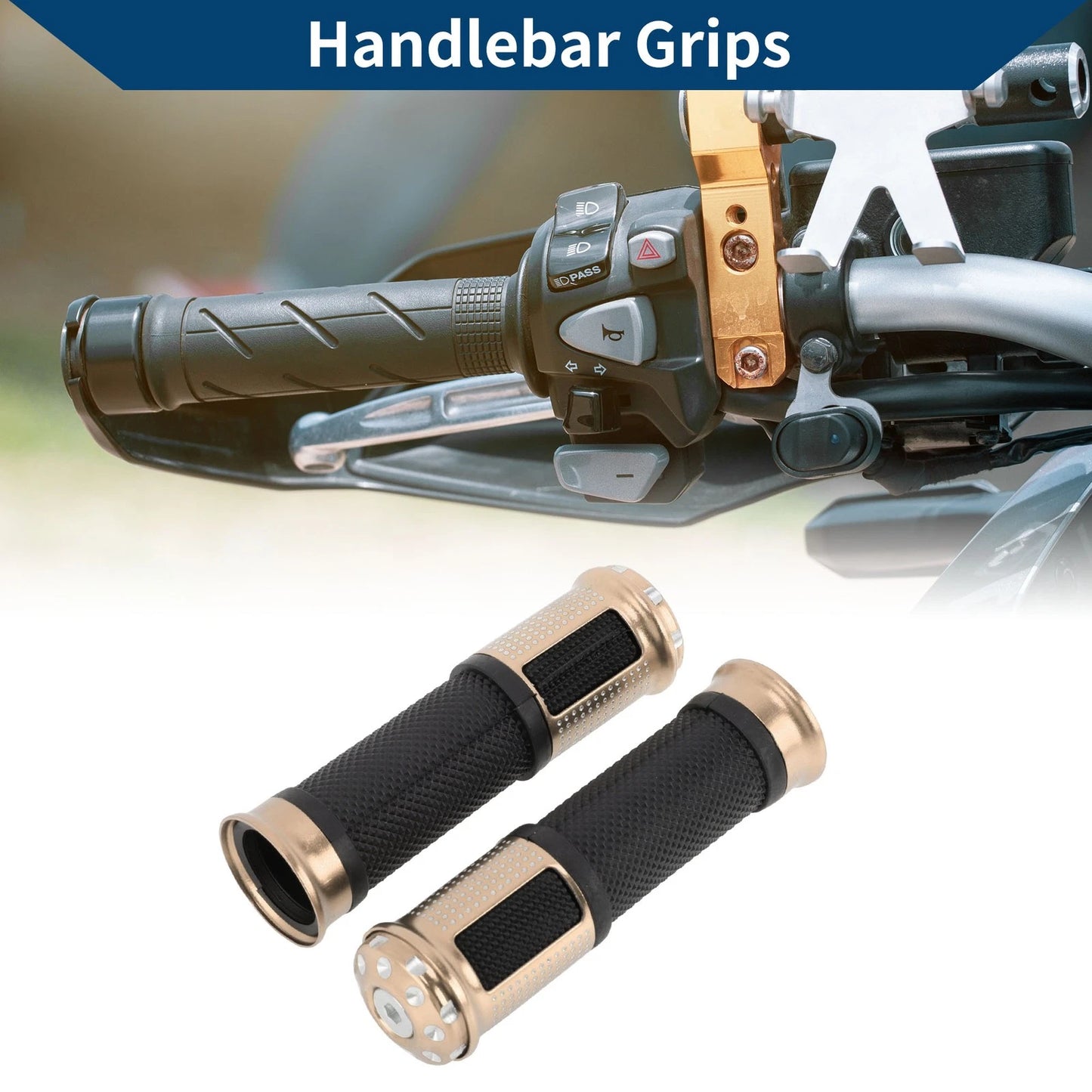 23 x 25 mm Hand Grips Cover Aluminum Alloy Rubber Retro Color 1 Pair for Motorcycle