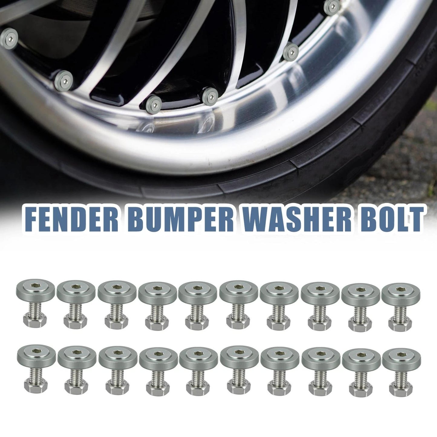 20 x Titanium Tone M6 Fender Washer Bolt Nut Fastener for Motorcycle