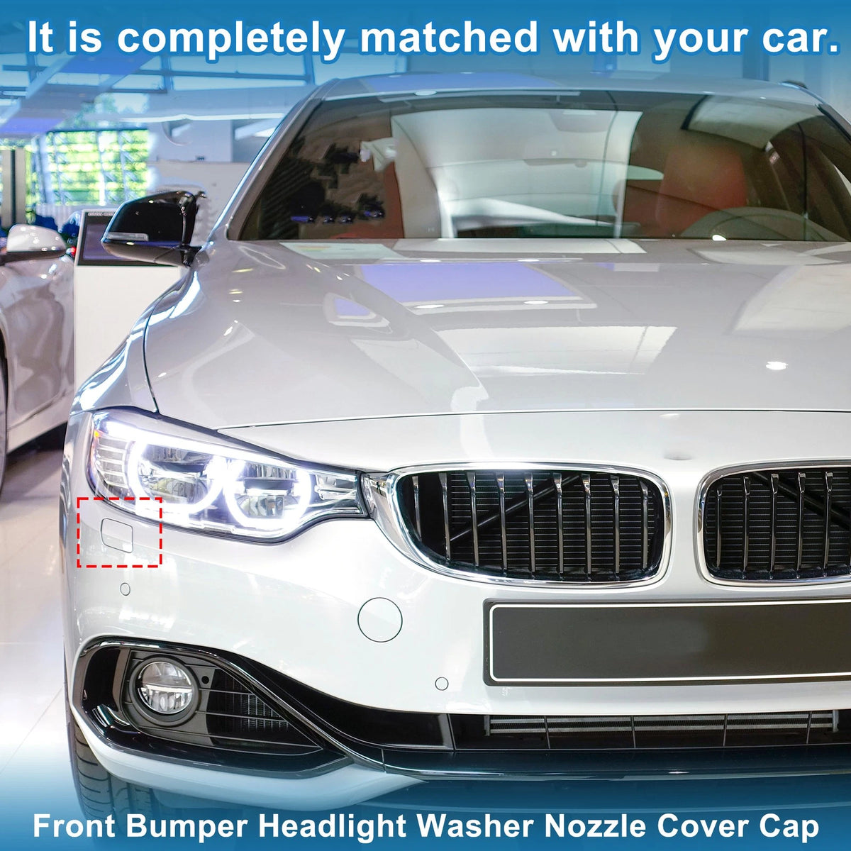 Front Right Washer Nozzle Cover for BMW 428i (2014-2016) Silver Tone