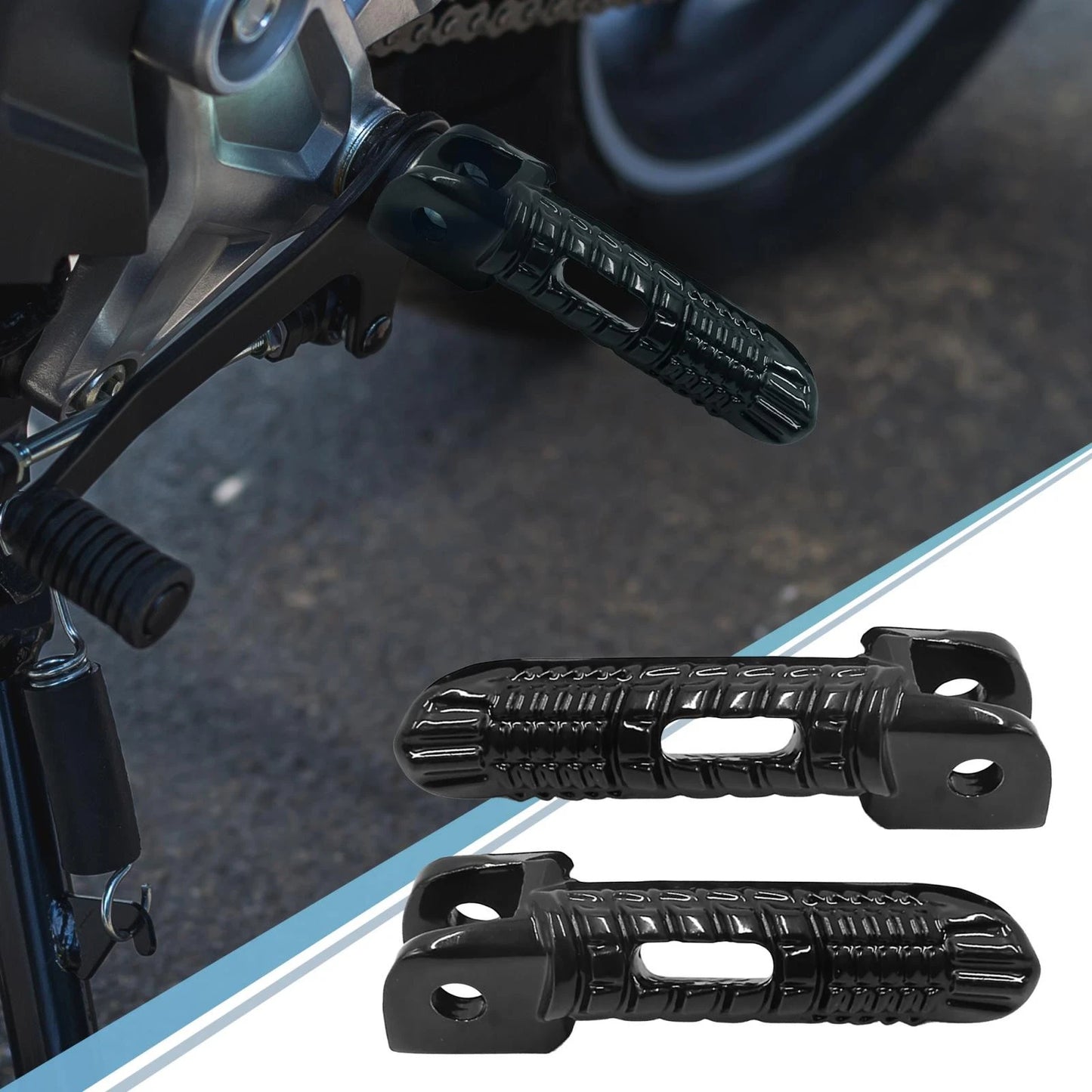 1 Pair 8mm Aluminum Aolly Motorcycle Footrest Footpeg Black for Suzuki