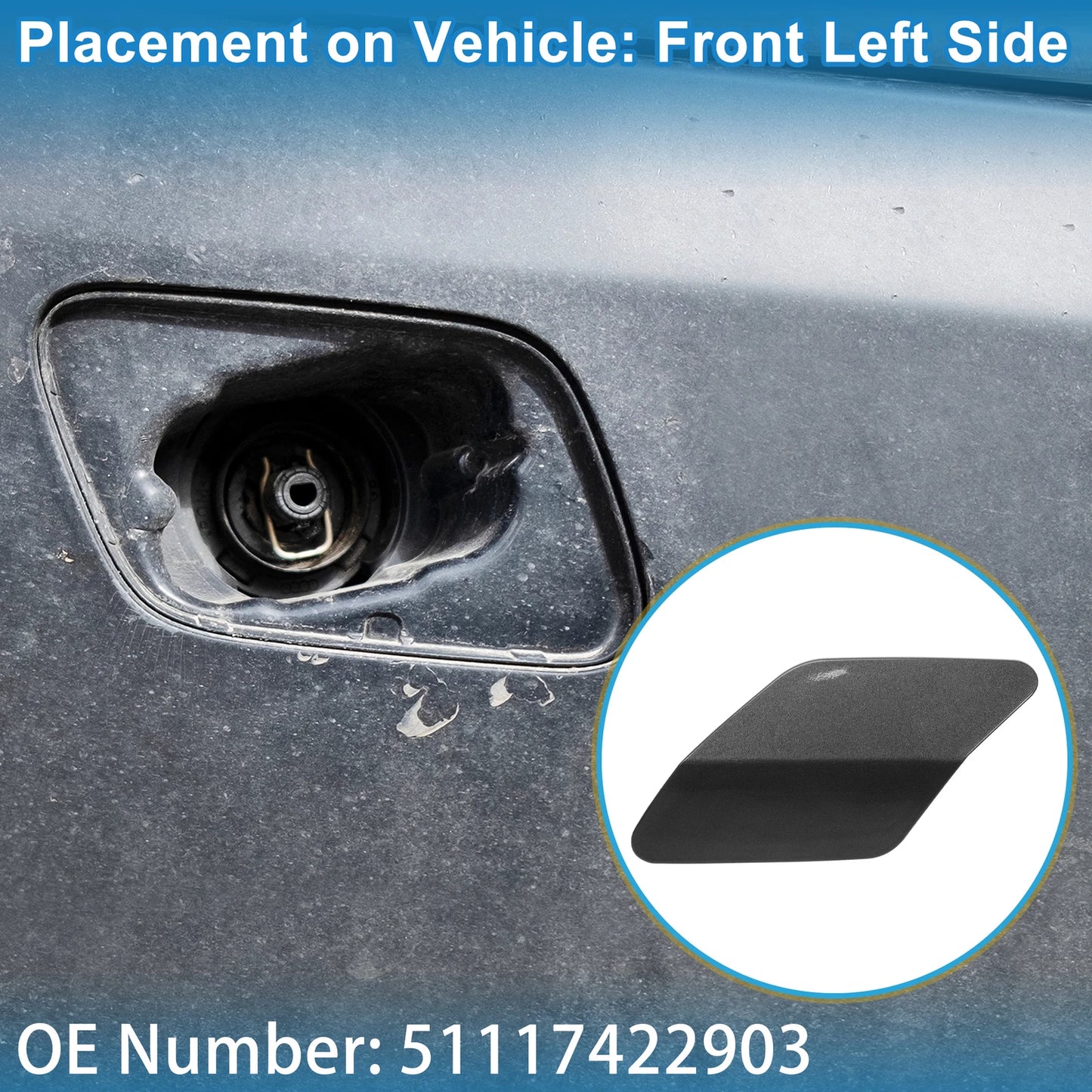 Front Left Washer Nozzle Cover for BMW X6 (2015-2019) - Gray 1 x Cap