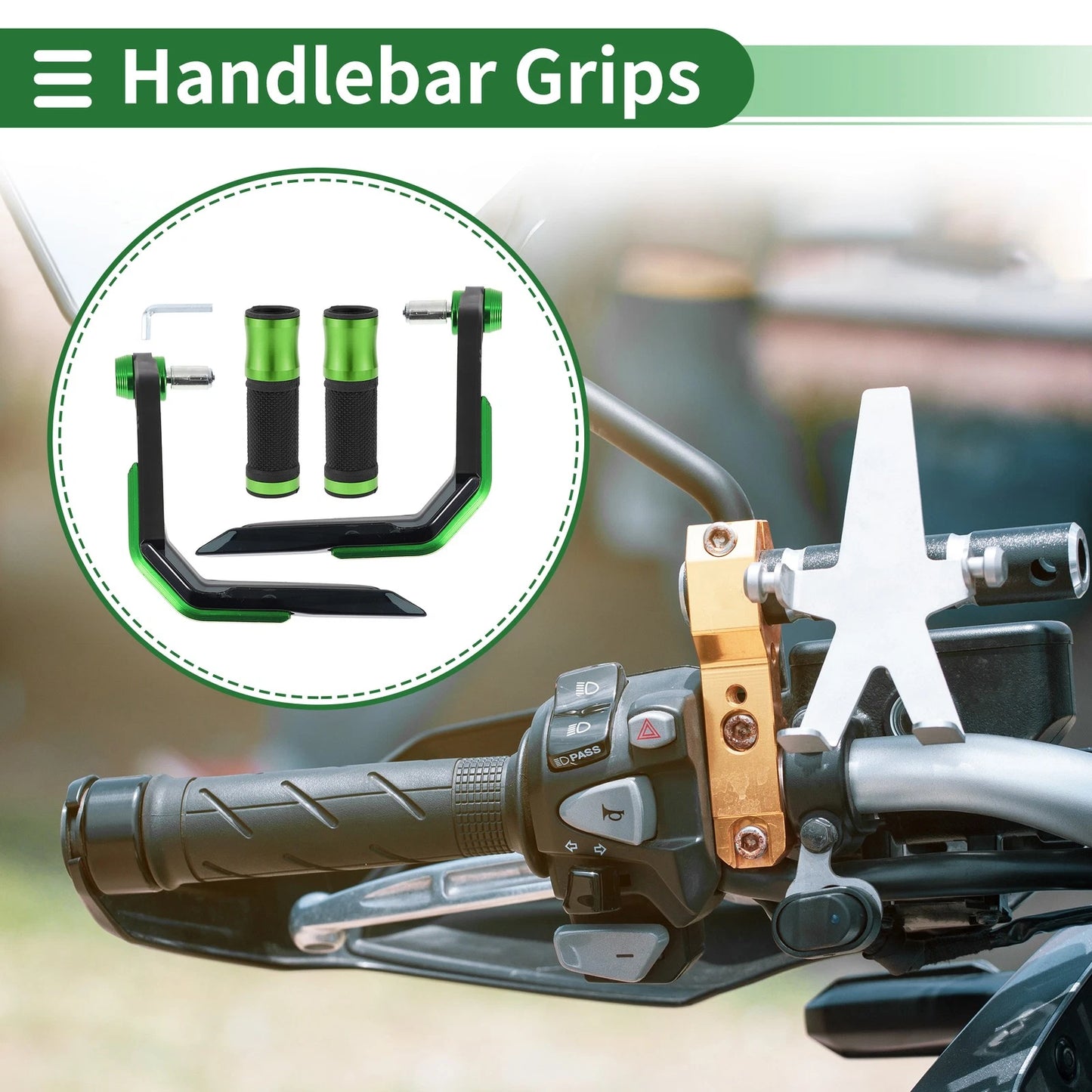 Motorcycle Hand Grips Cover Handle Bar Throttle Grips Aluminum Alloy Green