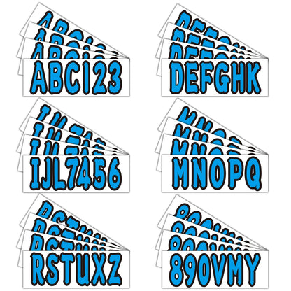 Custom Boat Registration Numbers Decal Sticker Set A-Z & 0-9 Blue