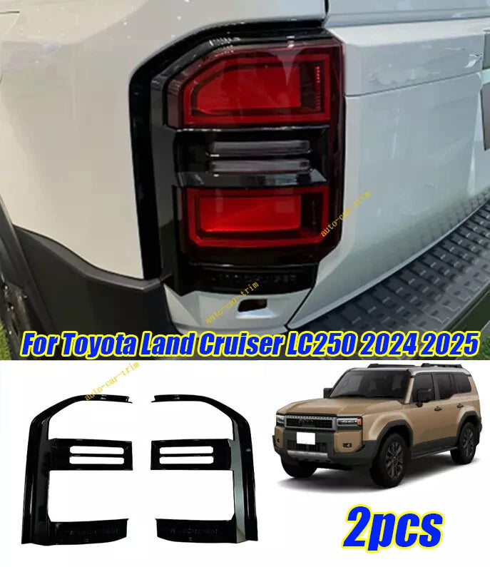 Gloss Black Rear Taillight Trim Cover for Toyota Land Cruiser LC250
