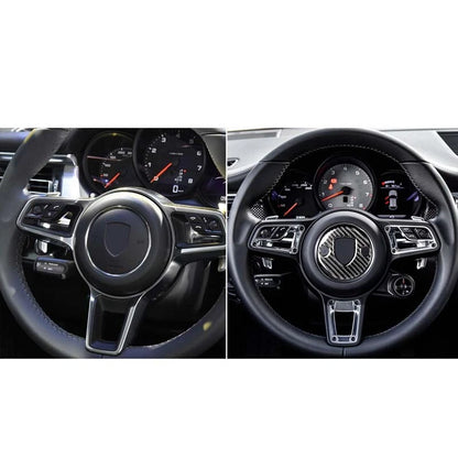 Real Carbon Fiber Steering Wheel Logo Cover Trim Fit For Porsche Macan