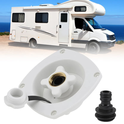 Water Inlet Connection / Pressure Reducing Fill Hatch for RV Camper White