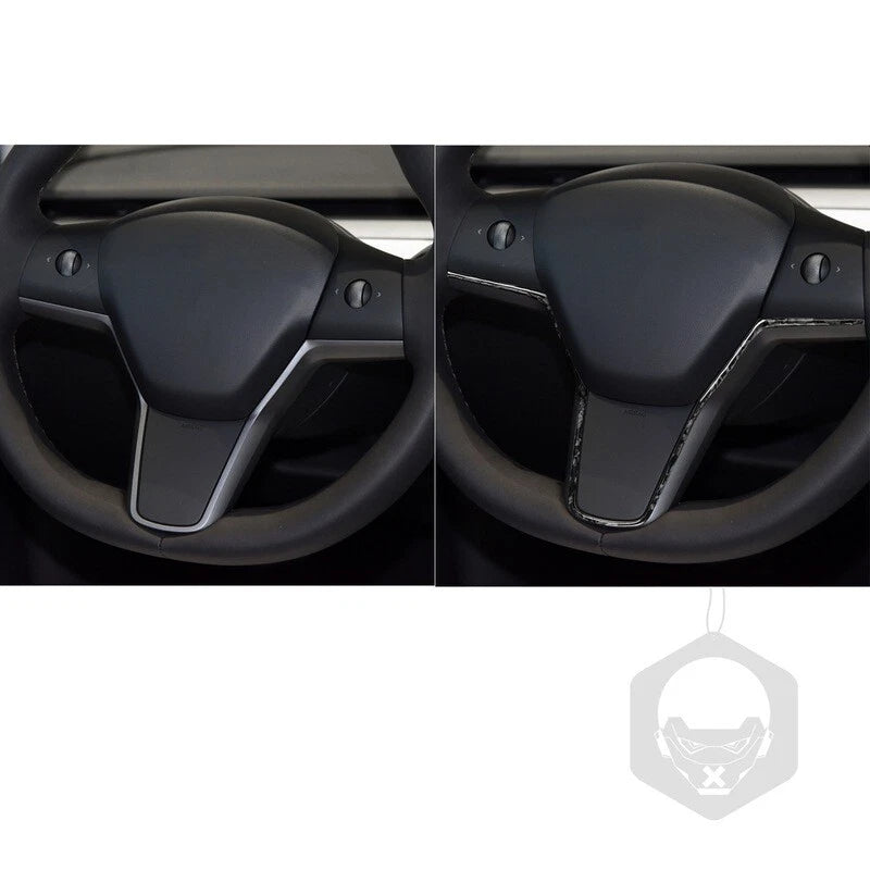 Forged Carbon Fiber Steering Wheel Frame Trim for Tesla Model 3/Y
