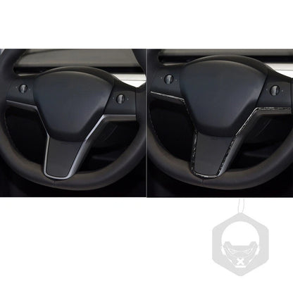 Forged Carbon Fiber Steering Wheel Frame Trim for Tesla Model 3/Y